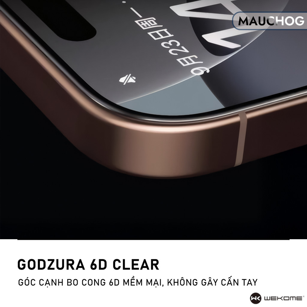 Kính Cường Lực Chống Nhìn Trộm WK Godzura 6D Không Hộp Cho Điện Thoại iPhone 17 Pro Max 16 15 14
