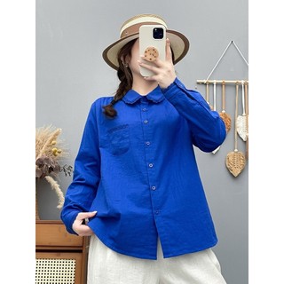 Áo sơ mi nữ ren cotton dáng dài tay, phù hợp mùa xuân