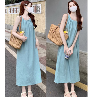 Đầm đi biển phong cách Pháp cho nữ, thiết kế mùa hè độc đáo, đầm tank không tay trẻ trung