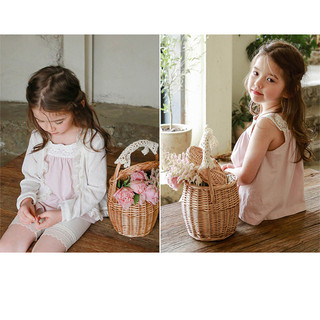 Mùa Hè Phong Cách Mới Bé Gái Dâu San Cotton Ren Camisole Bé Gái Dễ Thương Sang Trọng Tất Cả Trận Đấu Áo Thun Top