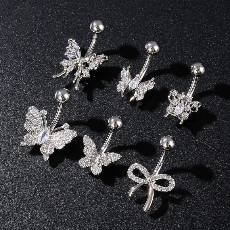 Nhẫn nút nơ bướm zircon dành cho rốn, gợi cảm - Trang sức cơ thể phù hợp làm quà tặng cho nữ và bé gái