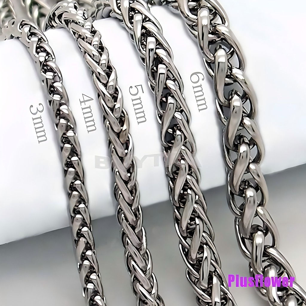 Vòng cổ thép không gỉ màu bạc 3/4mm cho nam