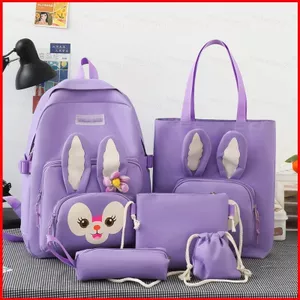 5 Cái / bộ Disney StellaLou Ba Lô Hàn Quốc Dễ Thương Mới Dung Tích Lớn Học Sinh schoolbag Cá Tính anime Du Lịch Nữ