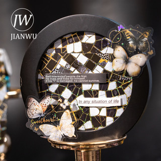 JIANWU Màu Gạch Mảnh Series Họa Tiết Vintage Phong Cảnh Chất Liệu Bronzing Cắt Băng PET Tạp Chí Sáng Tạo Văn Phòng Phẩm