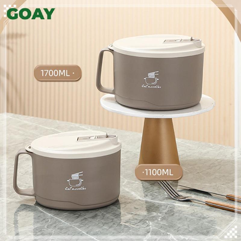 GOAY 304 Bát Xốp Inox Dung Tích Lớn Hai Lớp Chống Bỏng Hộp Cơm Trưa Có Bộ Đồ Ăn / Nắp Có Thể Thoát Nước Ramen Bát VN