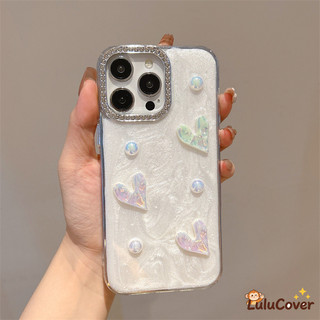 Ốp Laser Nhựa Trắng Ngọc Trai Cho OPPO Find X9 X8 X8S X8S + X7 X5 X3 Pro Ultra Lite 3D Trái Tim Nơ Ngọc Trai Vỏ Lấp Lánh Sang Trọng