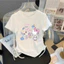 Áo thun ngắn tay dây rút đa năng in hình hoạt hình Hello Kitty có áo thun eo cinching