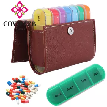 COVIEEZB Hộp đựng thuốc 7 ngày, Hộp đựng thuốc PU có thể tái sử dụng Hộp đựng thuốc hàng tuần, Hộp đựng thuốc đánh dấu tuần sành điệu Hộp đựng thuốc hàng ngày chống bụi Du lịch