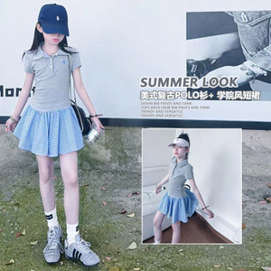 Bé Gái Preppy Phong Cách Đầm Mùa Hè 2026 Phong Cách Mới Trẻ Em Kẻ Sọc Khâu Ve Áo Đầm Công Chúa
