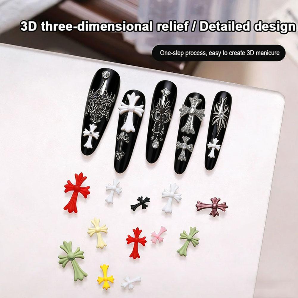 DIY Nail Art Khuôn Silicon Chữ Thập Và Nơ Nhựa Đúc Bộ 3D Trang Trí Móng Tay Epoxy Thủ Công Dụng Cụ Y9J9