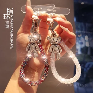 Siêu Đẹp Nhấp Nháy Kim Cương Nhẫn Điện Thoại Di Động Dây ins Nữ Gấu Mặt Dây Chuyền Mặt Dây Chuyền Trang Sức Tinh Tế Niche Cảm Giác Cao Cấp