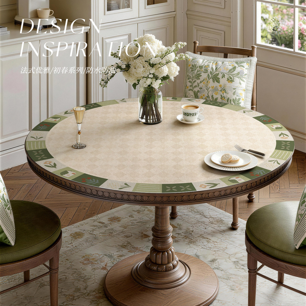 2026 Pháp Retro Đầu Mùa Xuân Series Bàn Tròn Thảm Dùng Một Lần Chống Thấm Nước Chống Dầu Chống Cháy Bàn Cà Phê Thảm Để Bàn Thảm Bảo Vệ Máy Tính Để Bàn