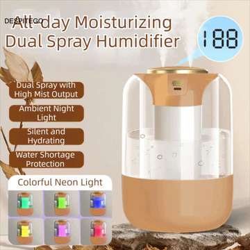 Máy tạo độ ẩm không khí DESPITEGO, Đèn ngủ đầy màu sắc Vòi phun kép Máy phun sương để bàn, Sương mù có thể điều chỉnh an toàn Thiết kế lấp đầy siêu yên tĩnh Máy tạo sương LED Sử dụng ban đêm