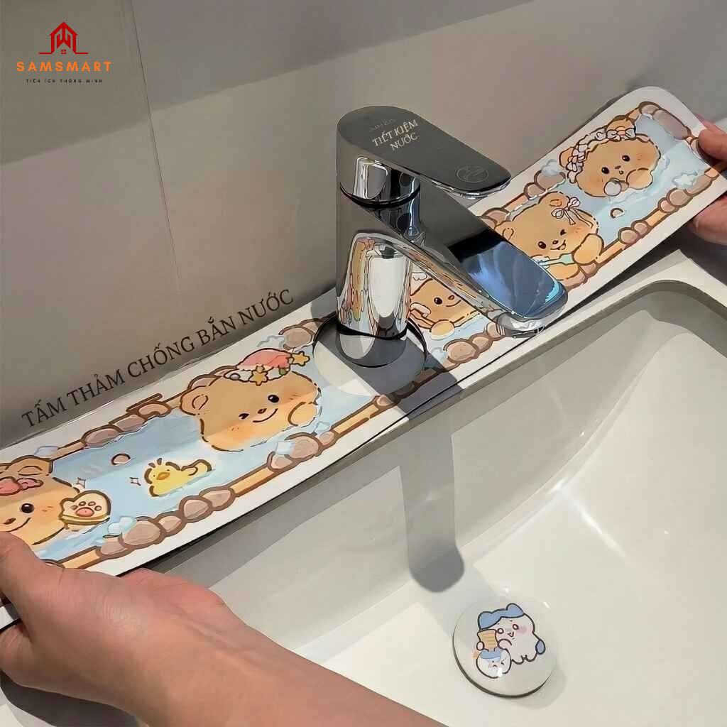 Tấm Lót Chân Vòi Nước Đất Tảo Cát Siêu Thấm Hút Thảm Chống Bắn Nước Nhà Bếp Nhà Tắm Họa Tiết Hoạt Hình
