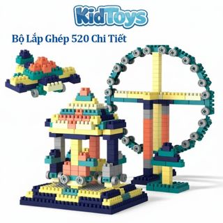 Hộp lắp ghép 520 chi tiết  KidToys – bộ xếp hình công viên giải trí phát triển tư duy cho bé