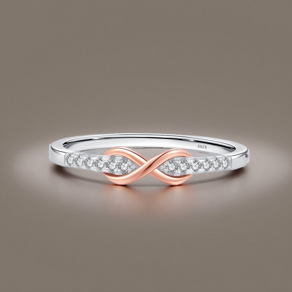 Bộ nhẫn nữ bạc S925 với đá zircon, thiết kế đơn giản và đa năng