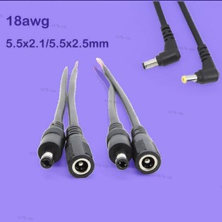18cm 2pin DC Nam Nữ Phải Thiên Thần Nguồn Bộ Chuyển Đổi 18awg 7A Cáp Kết Nối Bím Tóc 5.5x2.1mm 5.5x2.5mm Dây Đồng q1 17VN1