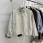Áo khoác nữ cổ điển và bóng chày, cổ đứng, mỏng, dáng ngắn