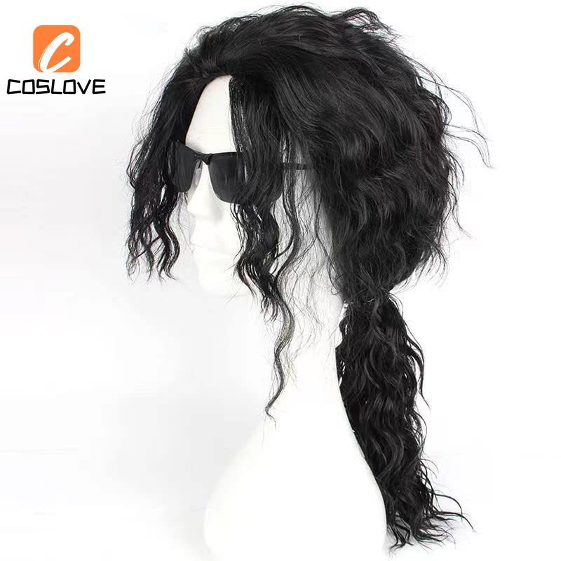 Tóc giả cosplay màu đen xoăn, phù hợp làm phụ kiện trang trí cho các hiệu suất sân khấu