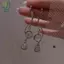 Bông Tai Thả Đồng Dài Thời Trang, Đá Quý Tổng Hợp Cắt Tròn - Trang Sức Cô Dâu Elegant