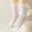 KANGN 1 Đôi Tất Chia Ngón Chân, Tất Hai Gót Sọc Cotton Lược, Phong Cách Bông Tai Kẹp Mỏng Mềm Thoáng Khí Tất Lưới Nữ Mùa Hè