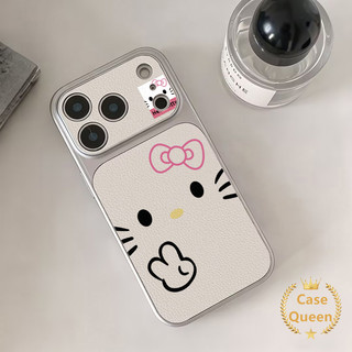 Vỏ hình mèo Kitty hoạt hình đơn giản đáng yêu tương thích cho IPhone XR 17 13 14 12 16 15 11 Pro Max Air 16 15 14 Plus 14 16 12 17 13 Pro Vỏ họa tiết da sáng tạo sang trọng