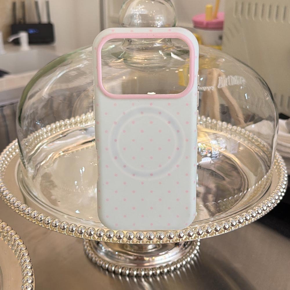 Vỏ cứng Tương thích với iPhone 13 14 14Pro 14ProMax 15 15Pro 15ProMax 16 16Pro 16ProMax 17 17Pro 17ProMax Macaron Wave Points Pattern Magnet Case