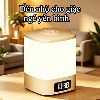 【BabyJoy】đèn ngủ để bàn tích điện đồng hồ led điều khiển từ xa 3 màu chỉnh sáng cho phòng ngủ trẻ