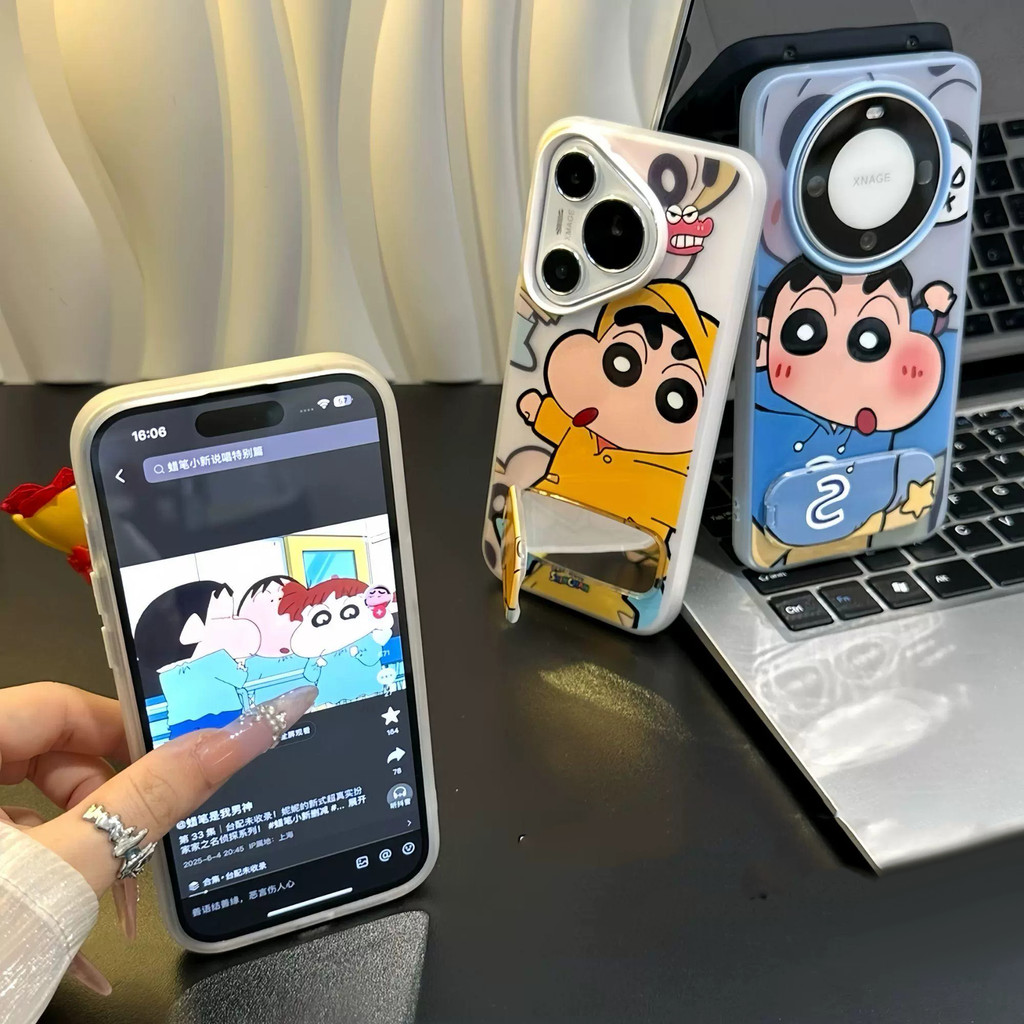 Shin Giá đỡ điện thoại tráng gương và Ốp iPhone màu xanh vàng dễ thương cho iPhone 12 14 15 11 13 16 17 Pro Max Xs Max