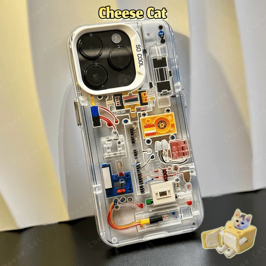 Ốp bảng mạch sáng tạo cho iPhone 15 14 12 11 16 17 Pro Max 16E Xs Max XR 7Plus Vỏ có giá đỡ kim loại