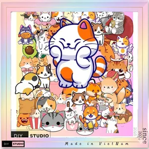 100 Sticker Mèo Neko trang trí điện thoại ly uống nước laptop hộp bút dụng cụ học tập.