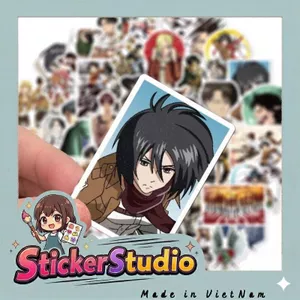 Set 60 Sticker Attack on titan Chống Nước Dán Laptop Vali Mũ Bảo Hiểm Sổ Tay