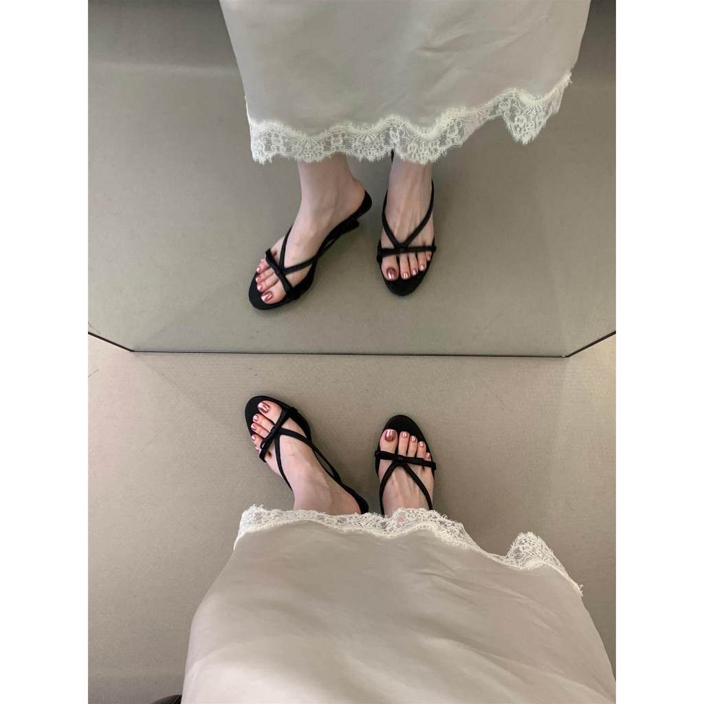 TT Phong Cách Hàn Quốc Flip-Flops Nữ Mùa Hè 2026 Phong Cách Mới Nơ Nêm Đầu Tròn Tiện Lợi Tất Cả Trận Đấu Dép Dép