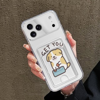 Ốp Khe Cắm Thẻ Trong Suốt Cho Redmi Note 14 13 12 11 Pro + 5G Note 7 8 Pro Ốp Điện Thoại Vỏ Bảo Vệ Mèo Và Chó Màu Vàng Dễ Thương Cho Redmi Note 9s 10s 11s 9 10 Pro Max