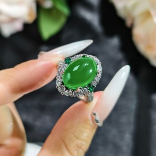 Nhẫn Chrysoprase Jasper Đá Tự Nhiên, Kim Cương, Dành Cho Nam Nữ Chính Hãng