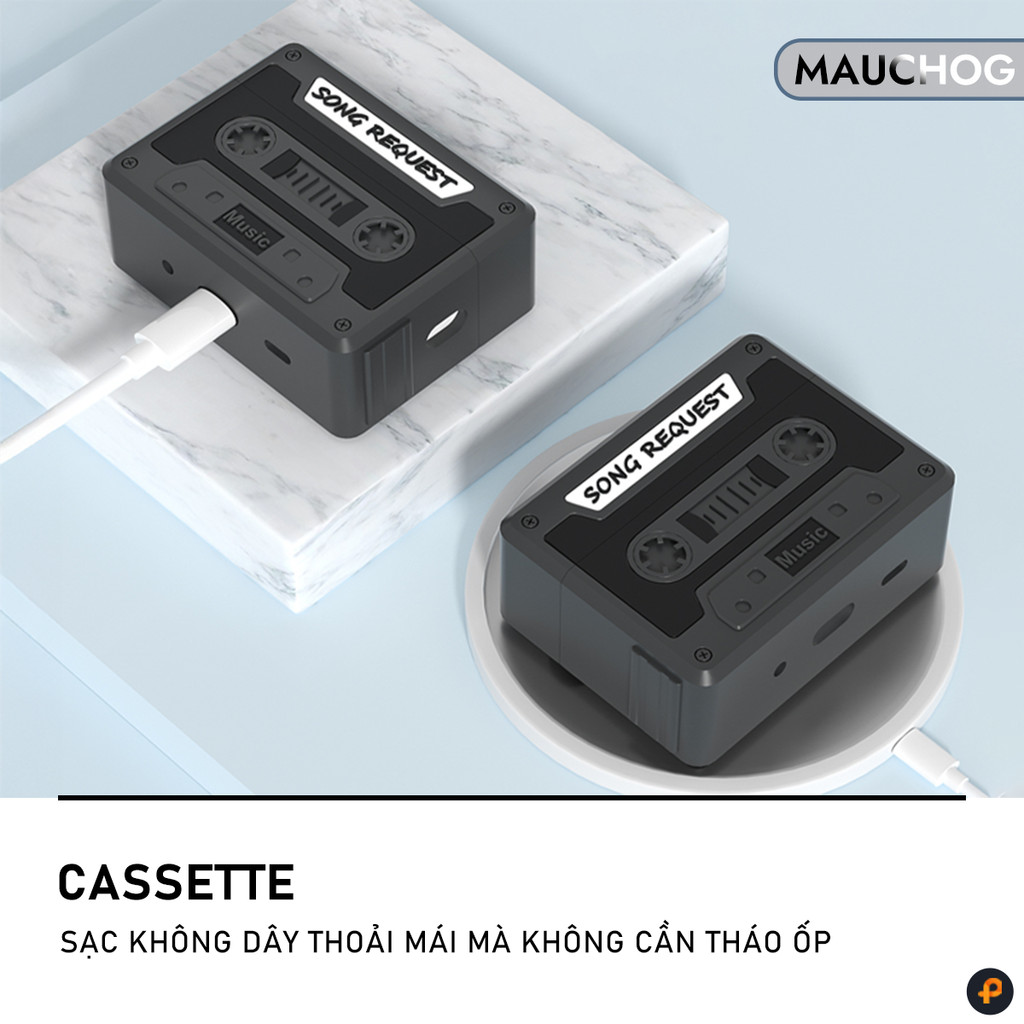 Ốp In Hình Máy Nghe Nhạc Phong Cách Retro Cổ Điển Cassette Kèm Dây Đeo Cho Airpods Pro 3 2 Airpods 4