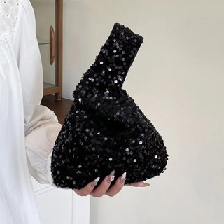 TONFASHION Handbag, Casual Cute Starry Sky Blingbling Sparkling Wrist Bag, Trendy Art Fashion Knot Portable Evening Bag Shoulder Bag