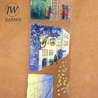 JIANWU 70mm * 5m Vintage Nhà Hoa Đường Phố Sân Vườn Vật Liệu Cảnh Quan Cắt Băng PET Sáng Tạo DIY Tạp Chí Văn Phòng Phẩm