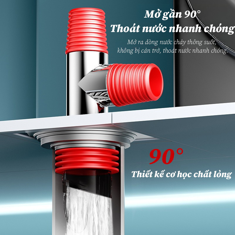 Nắp Ống Xả Máy Giặt 2in1 - Chống Mùi, Ngăn Tràn, Đầu Nối 90 Độ, Lắp Ga Thoát Sàn, Nhựa ABS Bền