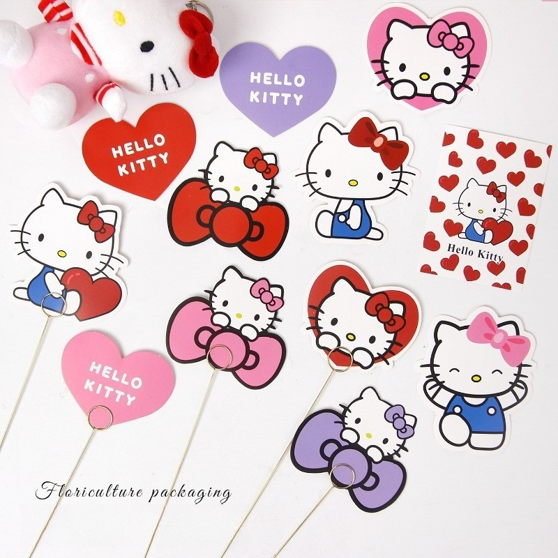 60 Chiếc HelloKitty Thẻ Hoa Dễ Thương Trang Trí Thẻ Quà Tặng DIY Hoa Chất Liệu