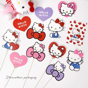60 Chiếc HelloKitty Thẻ Hoa Dễ Thương Trang Trí Thẻ Quà Tặng DIY Hoa Chất Liệu