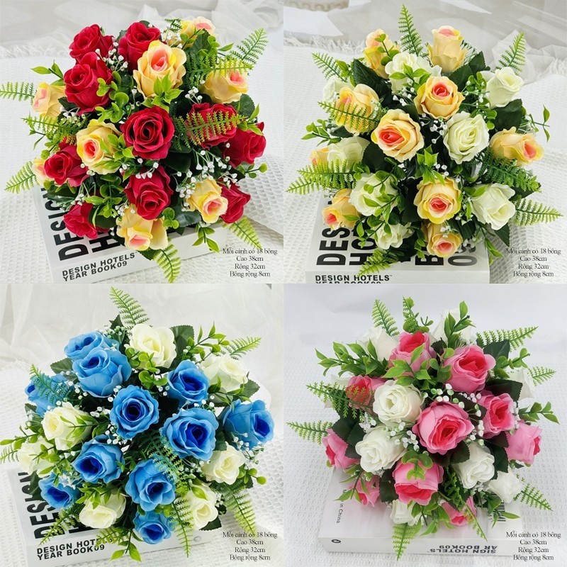 Hoa hồng giả đẹp trang trí nội thất để bàn, phòng khách hoặc làm quà tặng tết, 20/11 cho cô giáo đầy ý nghĩa