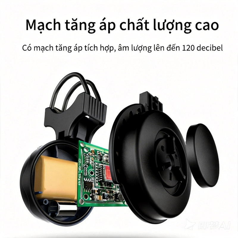 Còi điện gắn xe đạp 4 chuông, gắn ghi đông xe đạp, cảnh báo lớn, Còi điện gắn xe đạp sạc USB