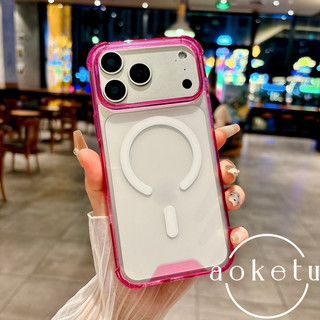 Túi khí bốn góc thích hợp cho vỏ điện thoại iPhone 17 ProMax 16 Promax trong suốt acrylic hút từ tính 15 / 14 / 13 / 12 / 11 vỏ chống rơi viền màu đơn giản