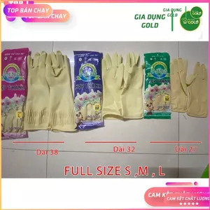 5 ĐÔI DÙNG THỬ Găng tay cao su Hợp Thành dài 32cm size S, M, L dùng rửa chén, rửa bát 27-38cm