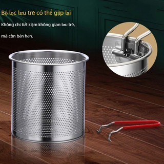 Nồi Chiên Ngập Dầu 1200ml Inox 304 - Kèm Rổ Chiên Ngập Dầu Sâu Lòng, Chiên Giòn, Lọc Dầu Hiệu Quả, Dễ Vệ Sinh