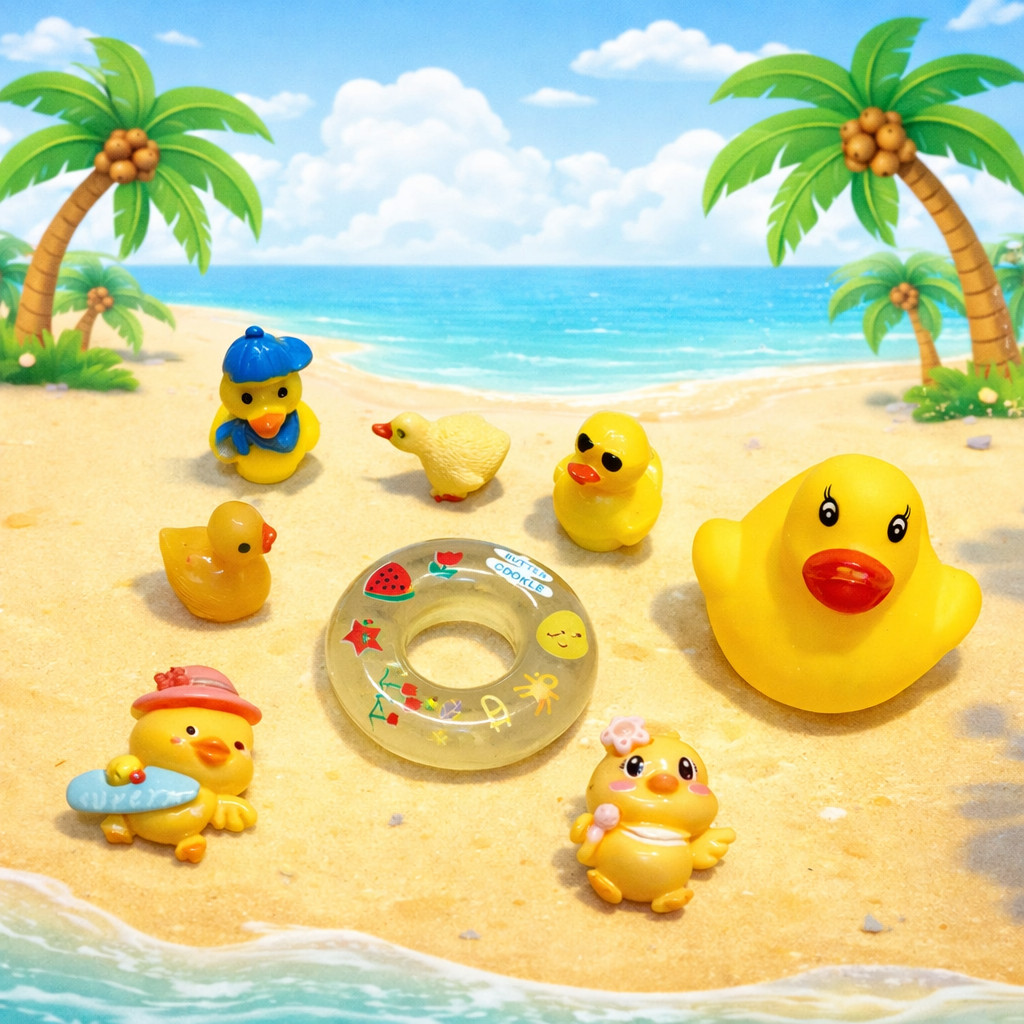 Set Charm Vịt Phao Biển Mùa Hè Cute – Trang Trí Dép Phong Cách Nhiệt Đới Dễ Thương