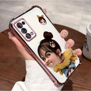 Ốp điện thoại OPPO Reno5 4G TPU trong suốt, thiết kế bé gái dễ thương, chống sốc, chống trượt, chống vân tay