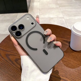 Ốp iPhone nhám mờ chống vân tay chống sốc hỗ trợ sạc từ tính kèm kính camera cho iPhone 14 15 16 17 Pro Max