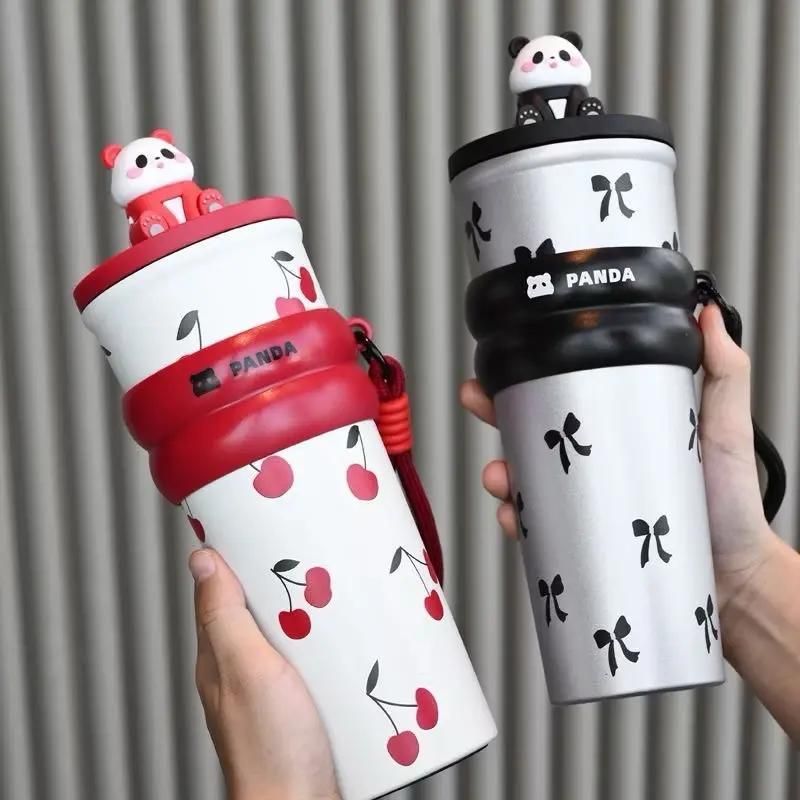 Bình Giữ Nhiệt Gấu Trúc PANDA  Inox 316 dung tích 700ml Có Ống Hút bình nước mẫu mới hè 2026
